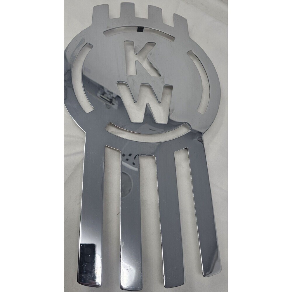 Vtg Kenworth Silver Metal Grille Emblem Tractor Trailer Semi Truck Badge 18.5" - Picture 8 of 14